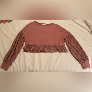 Pink Lace Trim Sweater